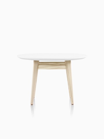Palisade Side Table with white surface and wood legs.