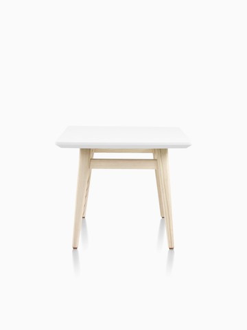 Square Palisade Side Table with white surface and wood legs.