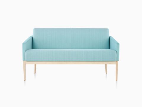 Turquoise Palisade Sofa with wood legs.