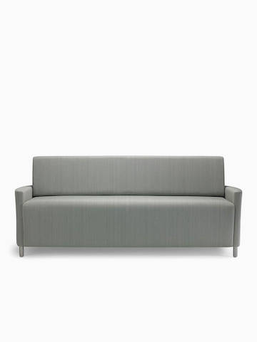 A Nemschoff Pamona Flop Sofa in gray textile with metal legs.