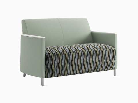 A Pamona 2 seat in a mixed fabric upholstery, viewed at an angle.