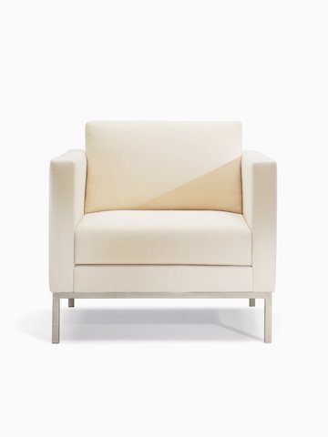 Riva lounge seating in light textile with brushed metal legs.