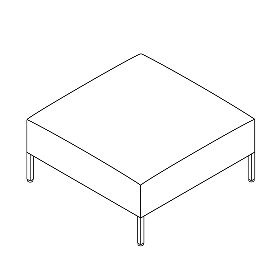 A line drawing - Nemschoff Riva Bench–Square–Large