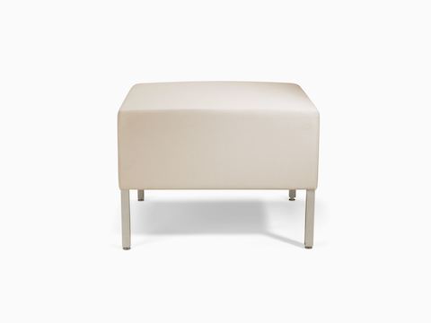A Riva ottoman bench in light textile with brushed metal legs.