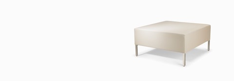 A Riva Bench in light textile with brushed metal legs.