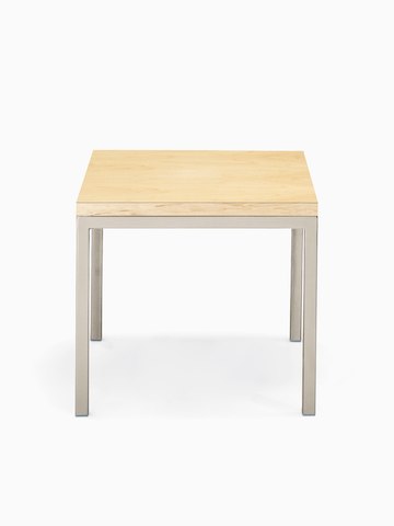 Nemschoff Riva Side Table with light wood top and metal base and legs, viewed from the front.