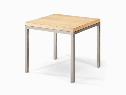 Nemschoff Riva Side Table with light wood top and metal base and legs, viewed at an angle.