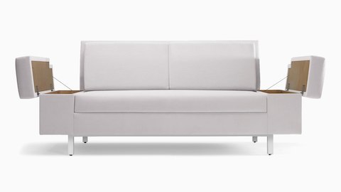 Nemschoff SleepOver Flop Sofa in white upholstery, viewed from the front.