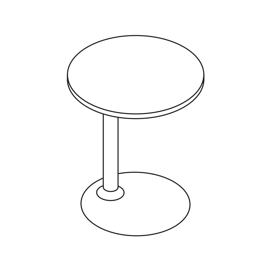 A line drawing - Nemschoff Steps End Table–Round–Offset Base