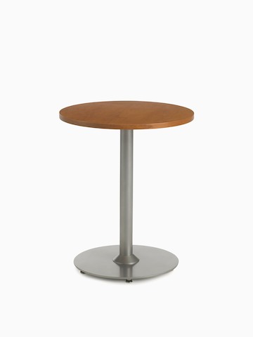 A Steps round end table with a powder-coated base and laminate top.