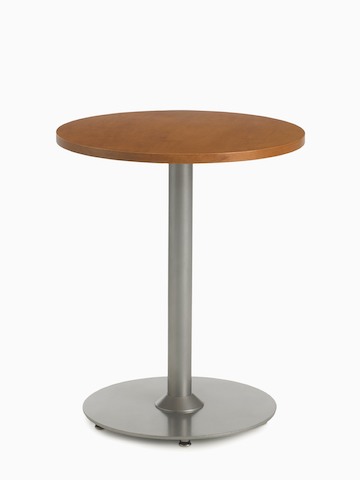 A Steps round end table with a powder-coated base and laminate top.