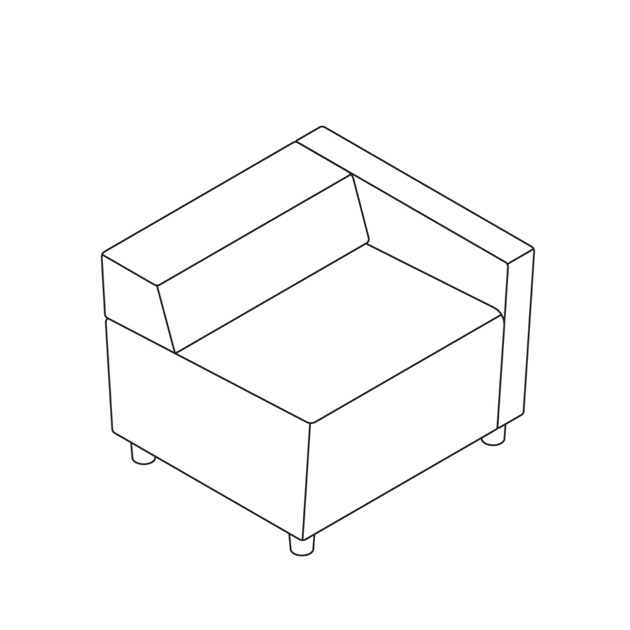 A line drawing - Nemschoff Steps Straight Seat–Low Back–Right Arm