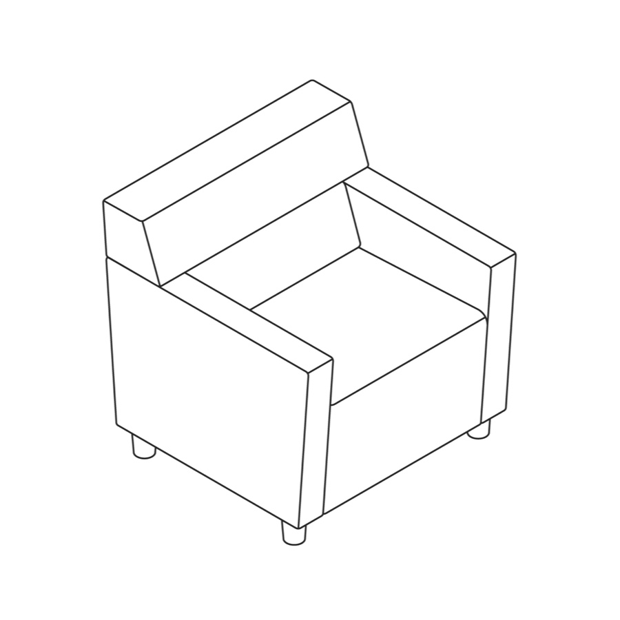 A line drawing - Nemschoff Steps Straight Seat–Mid Back–With Arms