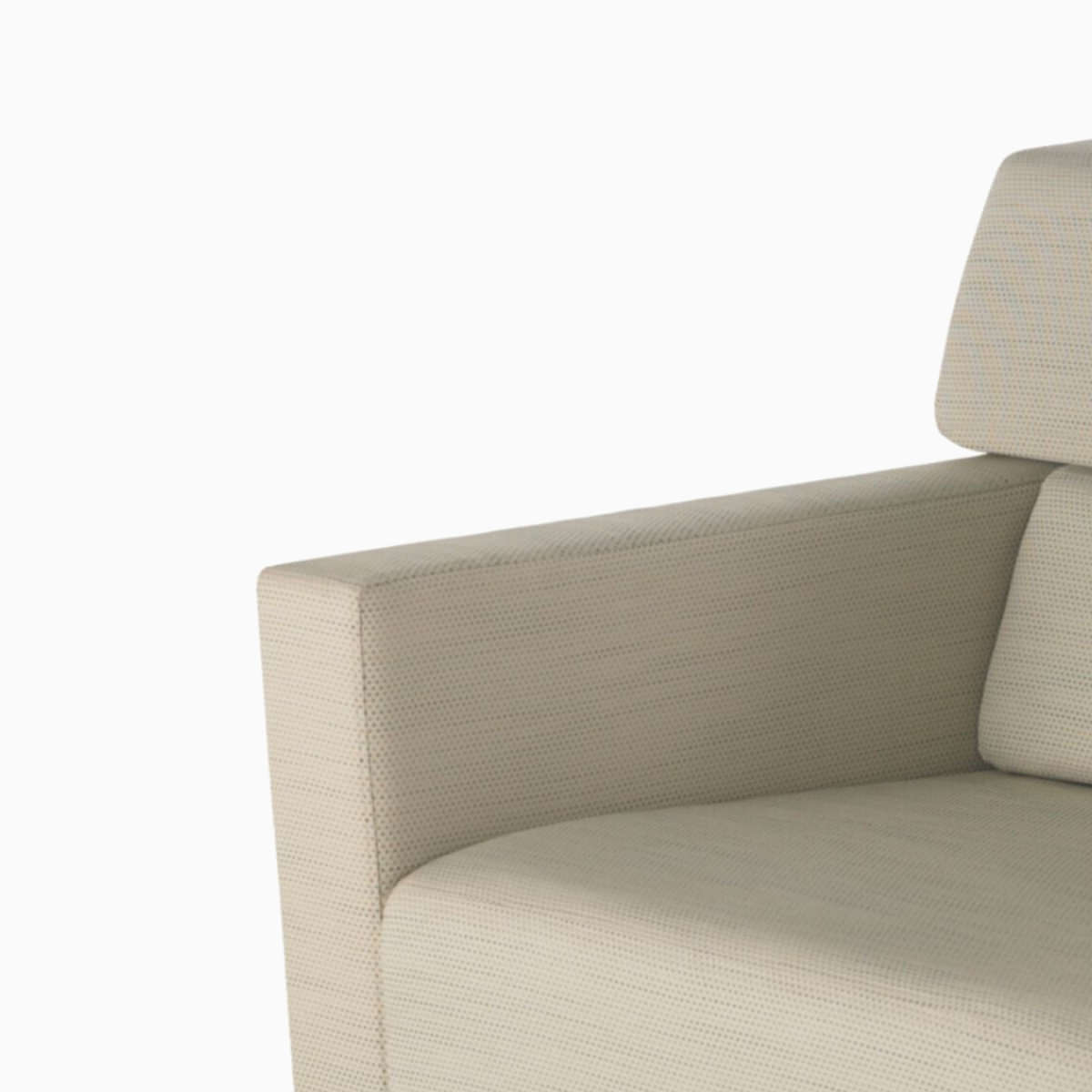 Close-up of the upholstered arm on Nemschoff Steps Lounge System single mid-back seat.