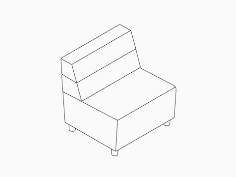 Line art drawing of Nemschoff Steps Lounge System Straight Seat–Mid Back–Armless.