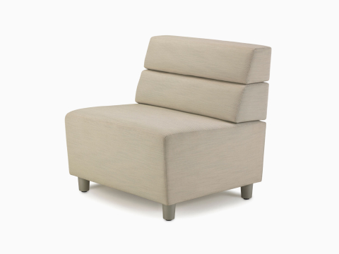 A mid-back Nemschoff Steps Lounge System straight seat without arms in a light-colored textile.
