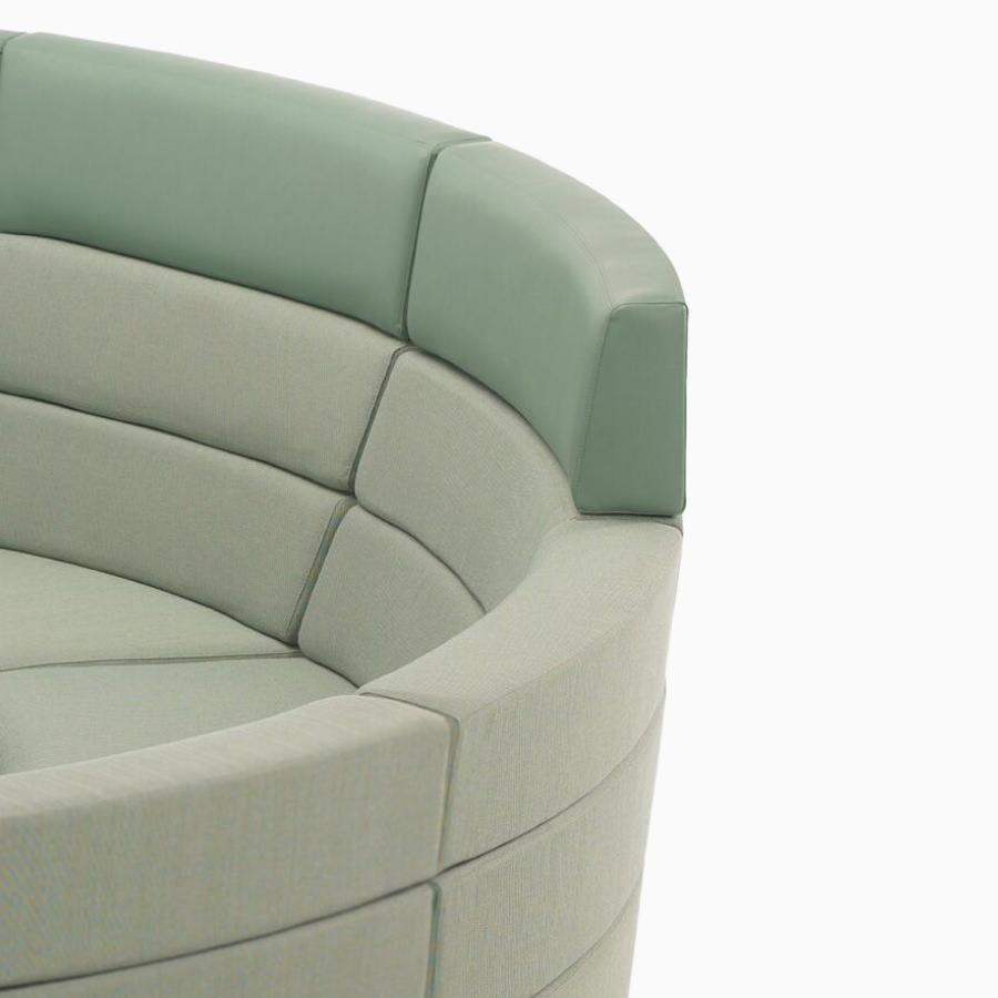 Close-up of the back of a Nemschoff Steps Lounge System seat with two different colors of upholstery.