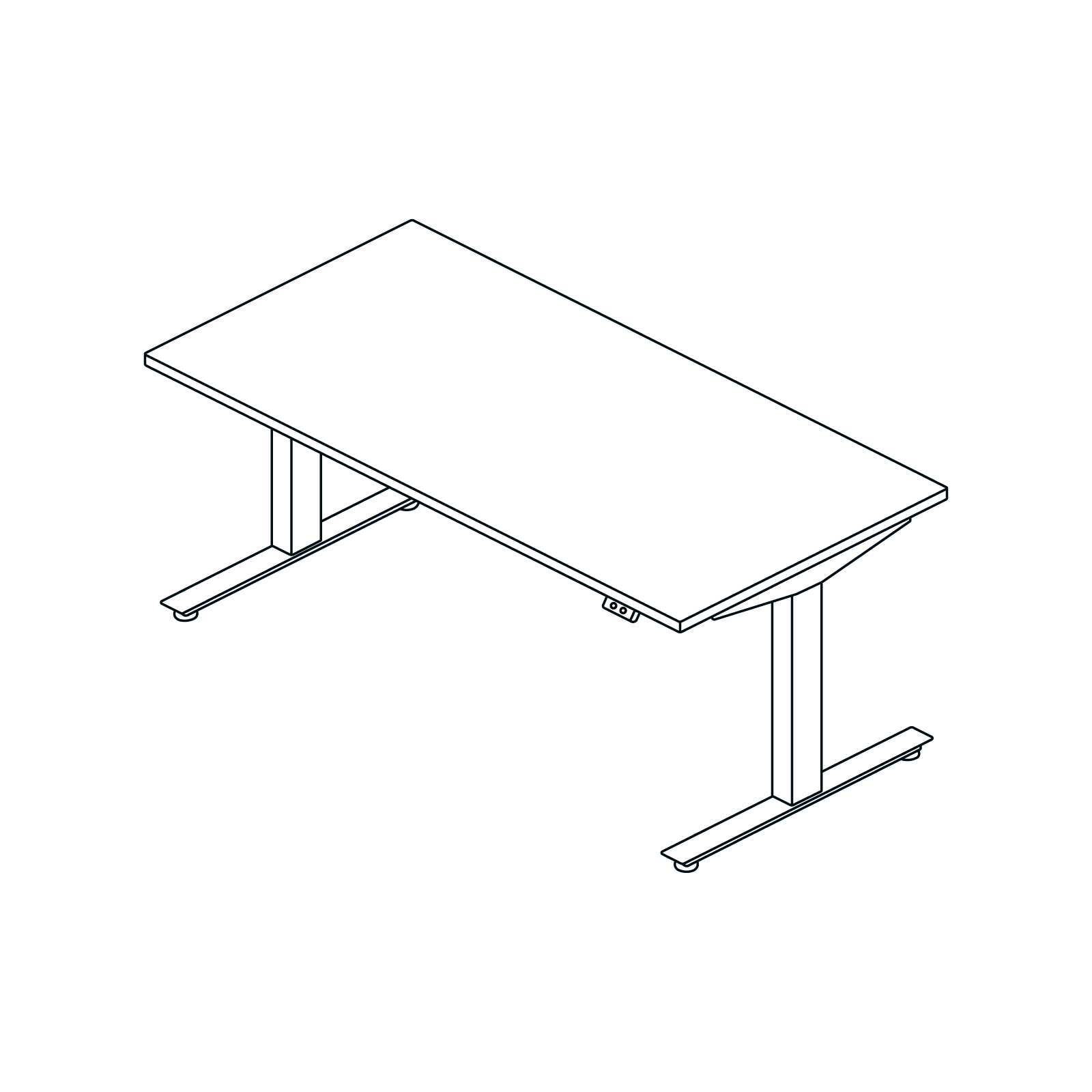 Dessin au trait : Bureau assis-debout Nevi – Rectangulaire
