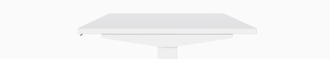 A close-up view of a white Nevi Sit-Stand Desk, viewed from the side.