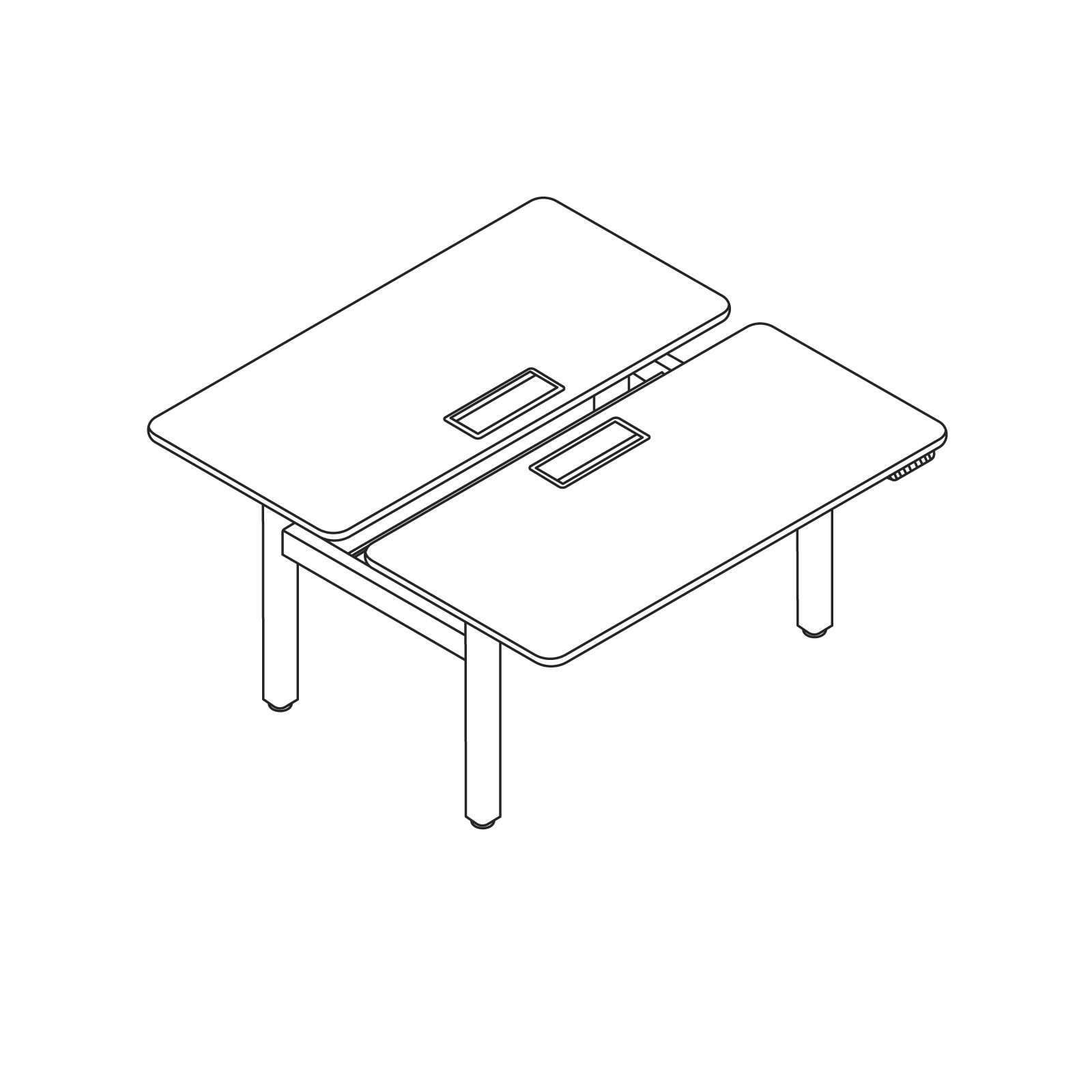 A line drawing - Nevi Sit-to-Stand Desks – Back-to-Back
