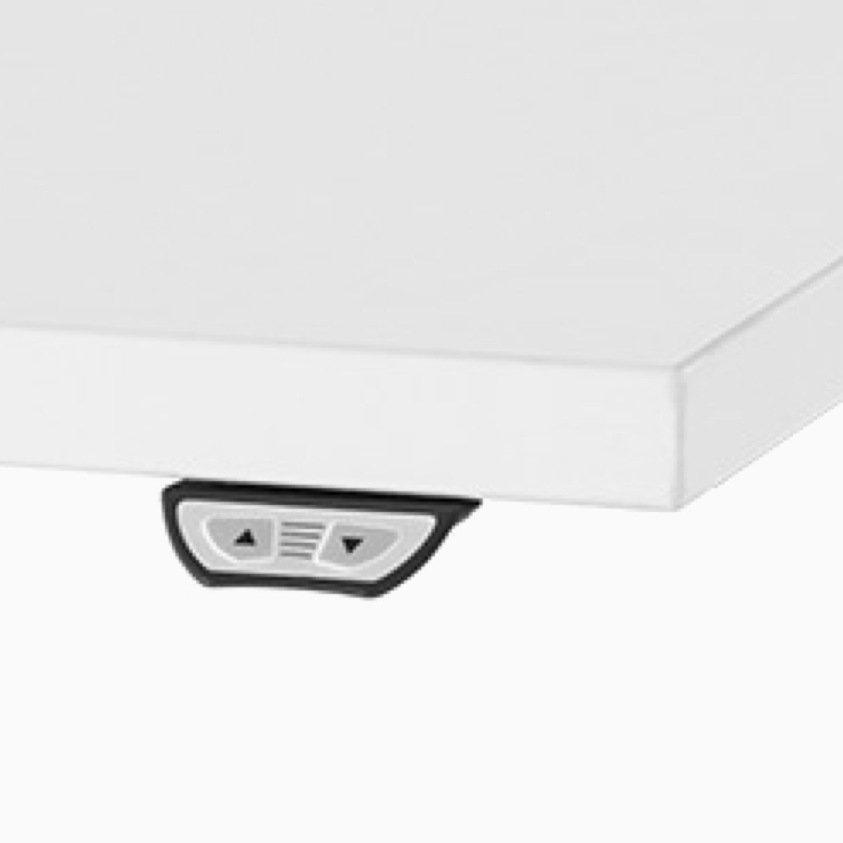 A close-up view of Nevi Sit-to-Stand's simple touch switch that adjusts height.