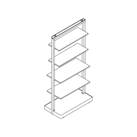 A line drawing - OE1 Agile Wall–Full Shelves