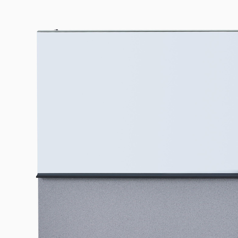 A grey, fully cladded OE1 Agile Wall with light blue Exclave board, viewed from an angle.