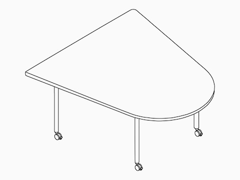 A line drawing of an OE1 Huddle Table.