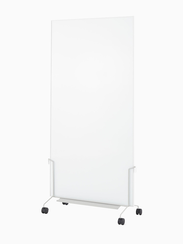 A grey OE1 Mobile Easel with a marker board, viewed from an angle.