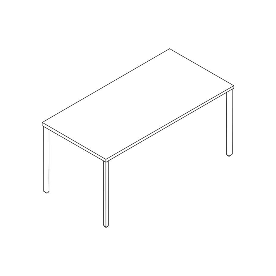 Line drawing of an OE1 Rectangular Table.