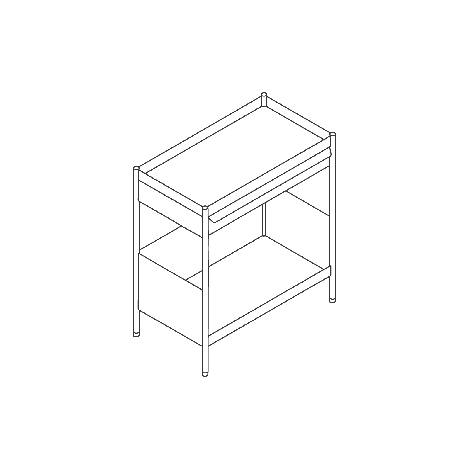 Dessin au trait : Chariot de rangement OE1–Individuel–Module autonome