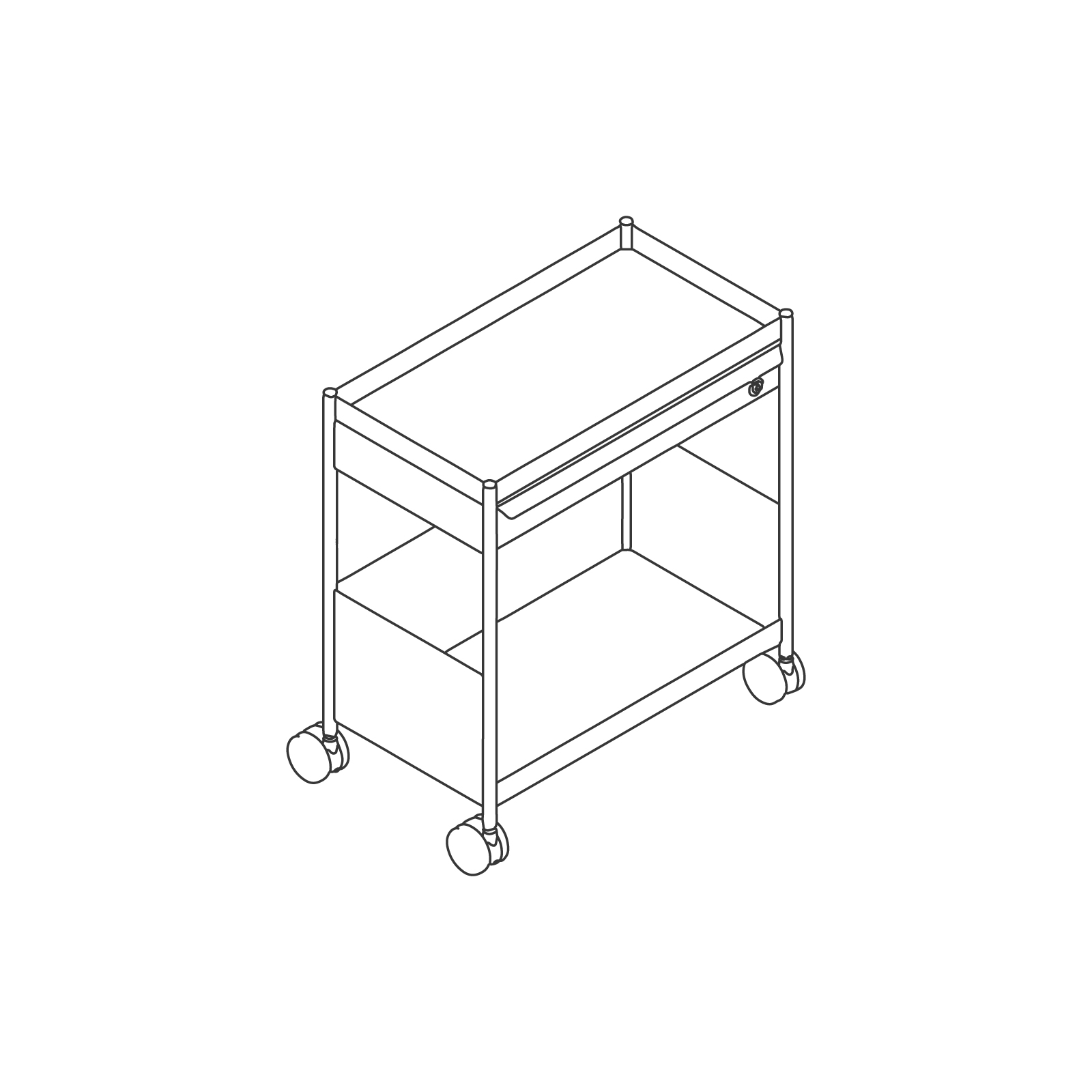 Een lijntekening - OE1 Opslagtrolley–individueel–mobiel