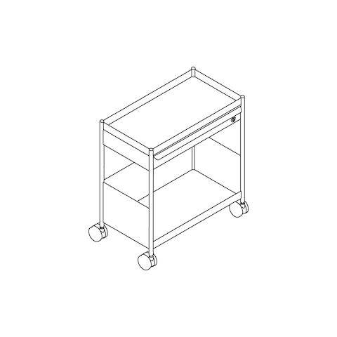 A line drawing - OE1 Storage Trolley–Individual–Mobile