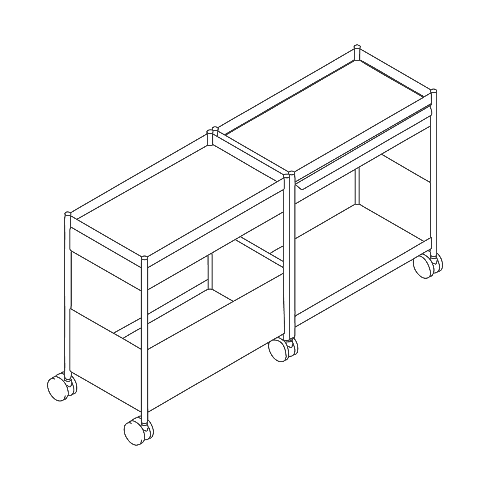 A line drawing - OE1 Storage Trolley–Shared–Mobile