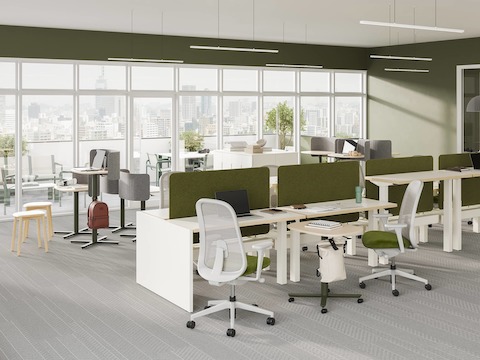 A selection of large Passport Work Tables are featured in an adjunct space education setting.