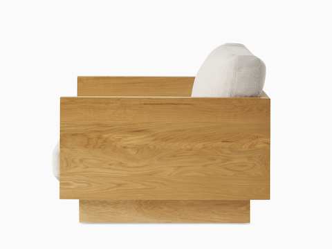 Side view of the Pawson Drift Lounge Chair in oak frame and grey cushions