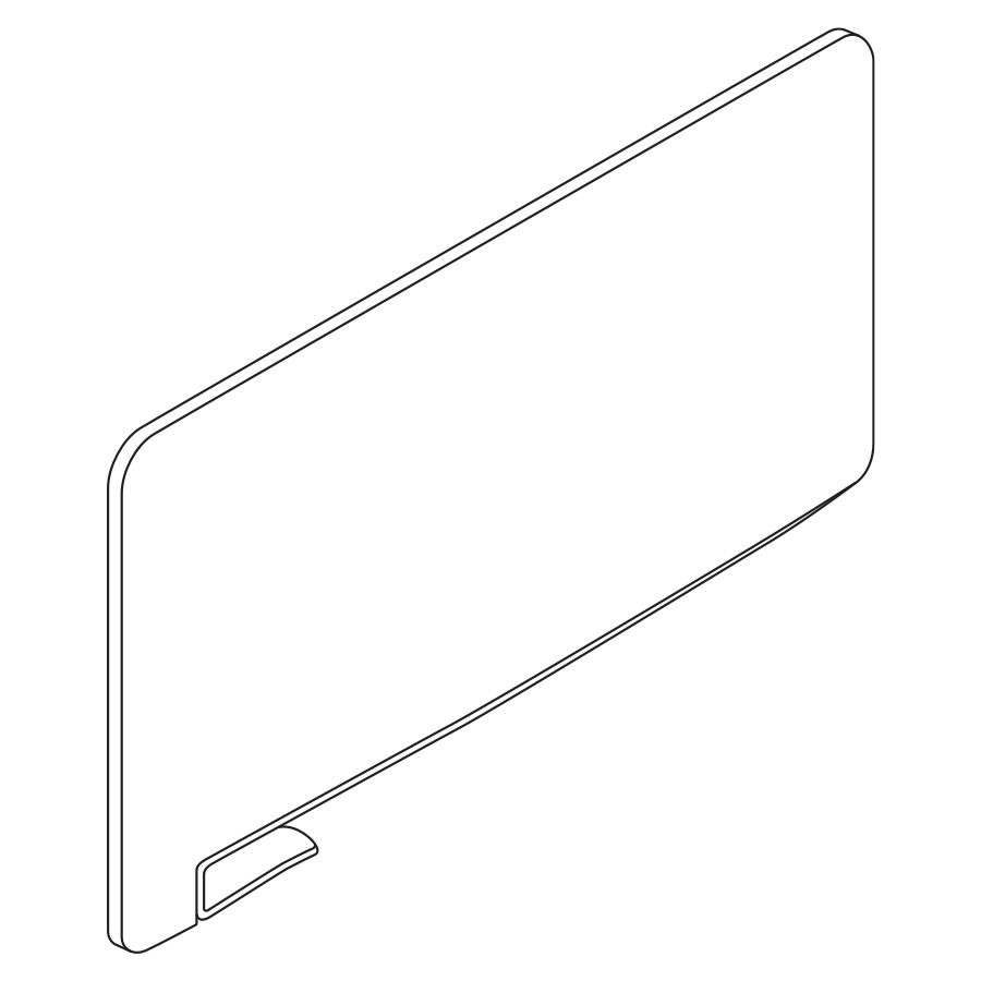 A line drawing of a rectangular Personal Side Screen.