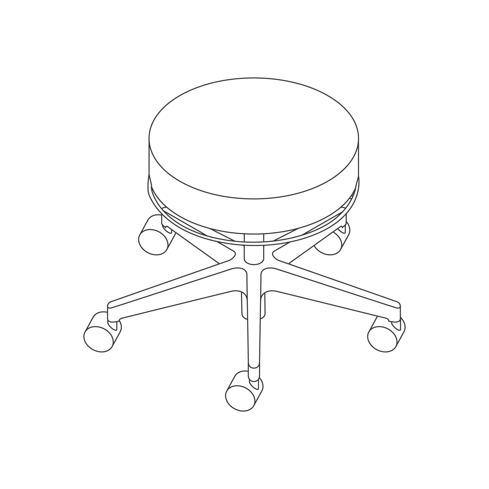 A line drawing - Physician Stool–360 Degree Ring Adjustment