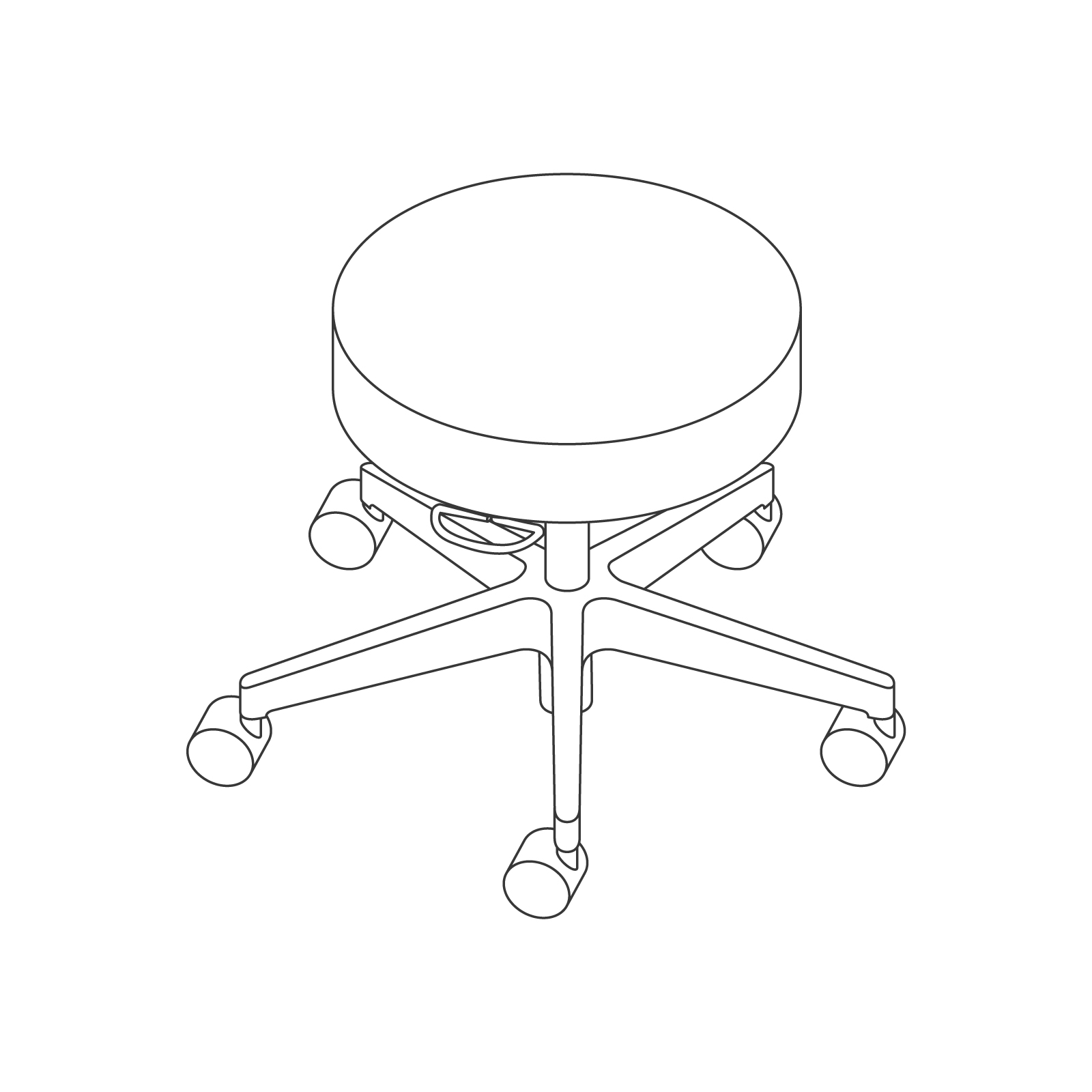 A line drawing - Physician Stool–D-Ring Adjustment