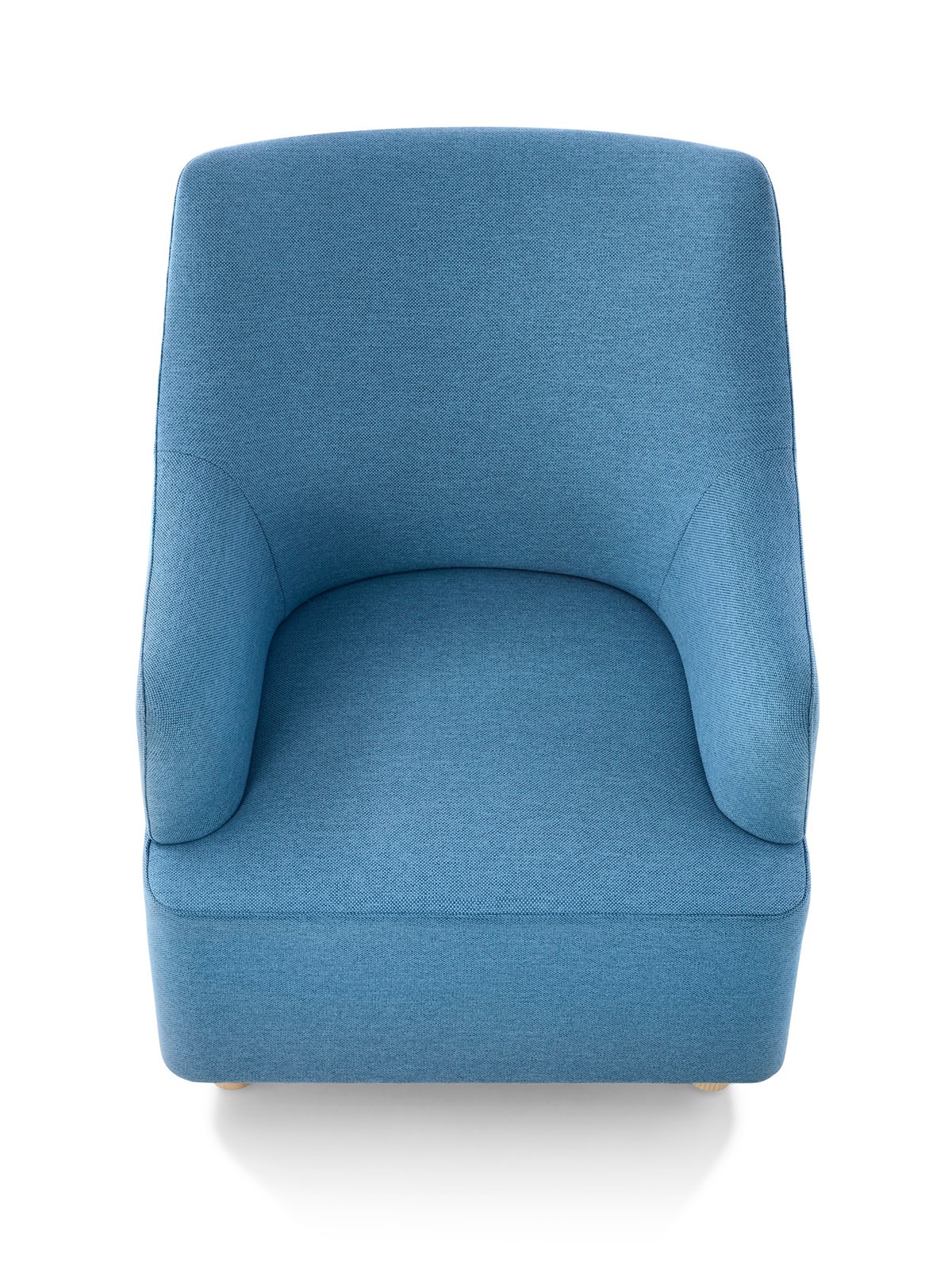 Vista superior de una silla de club Plex en azul.