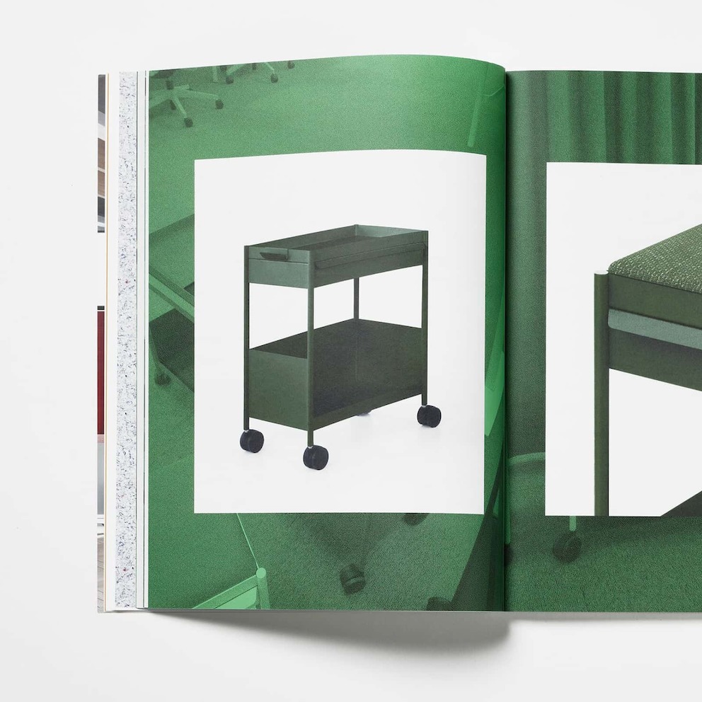 Imagen de páginas de la revista de diseño Horizon donde se presentan productos de almacenamiento que formarían parte de la Colección espacio de trabajo OE1.