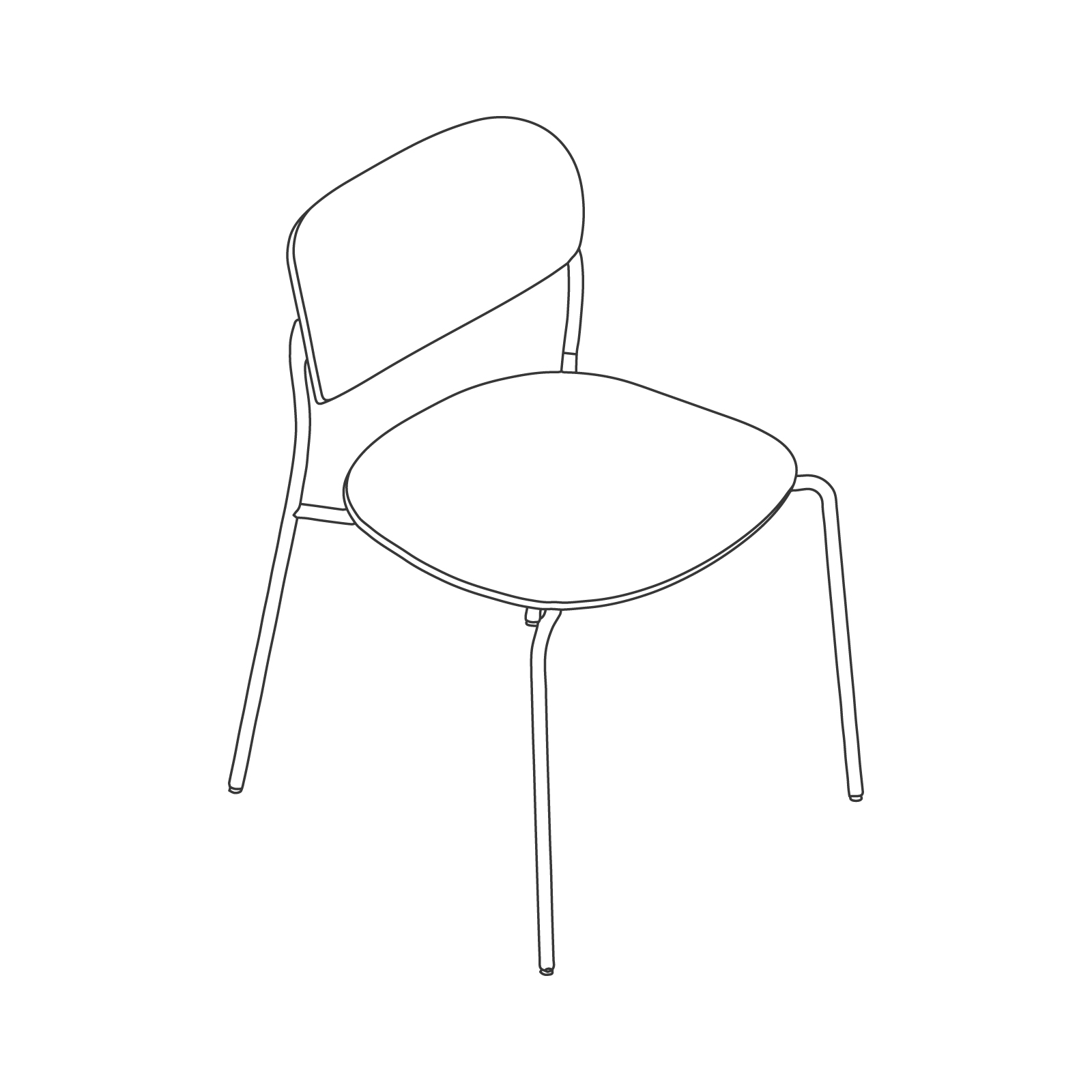 Een lijntekening - Portrait-stoel–zonder armleuningen–met bekleding