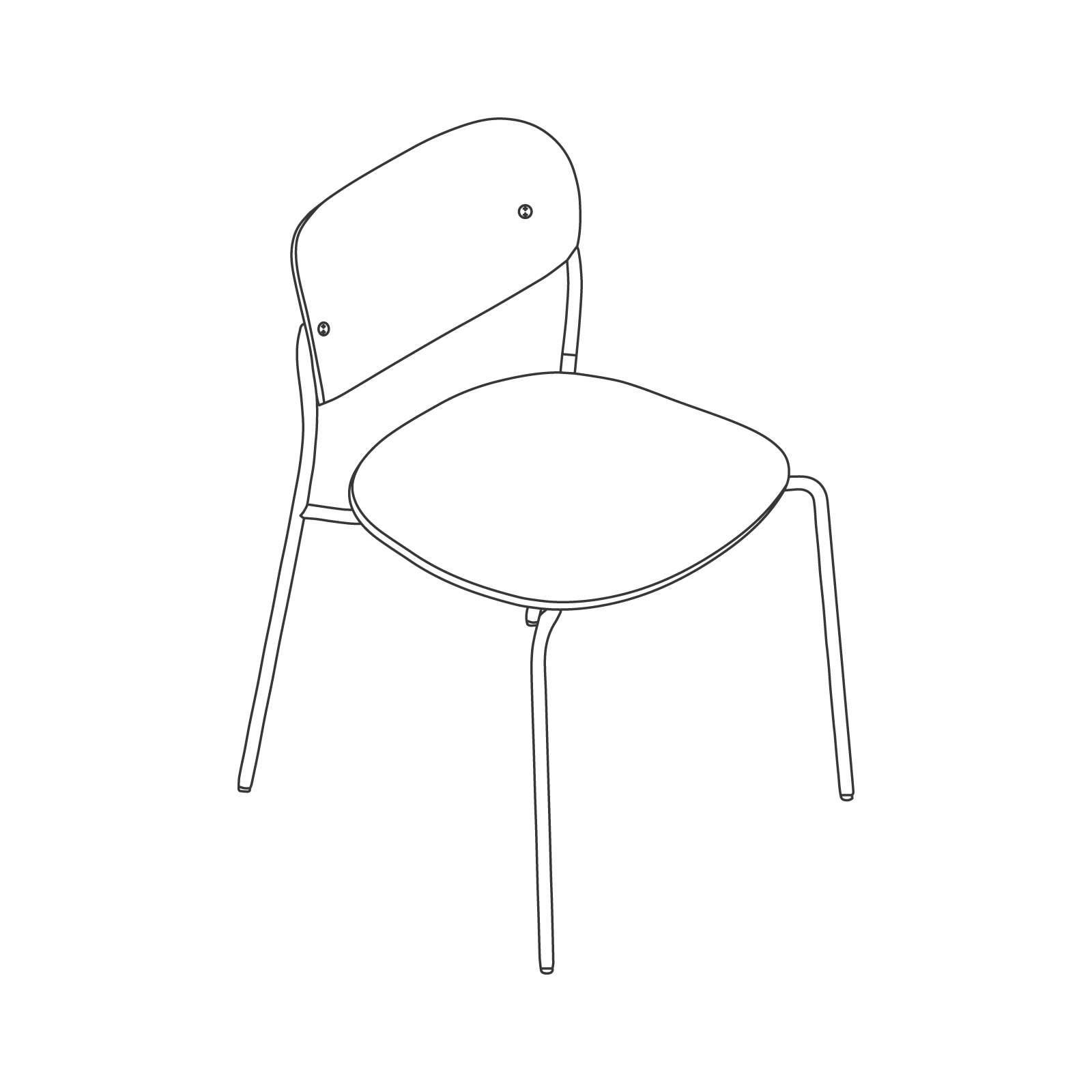 Een lijntekening - Portrait-stoel–zonder armleuningen–gestoffeerde zitting - houten rug