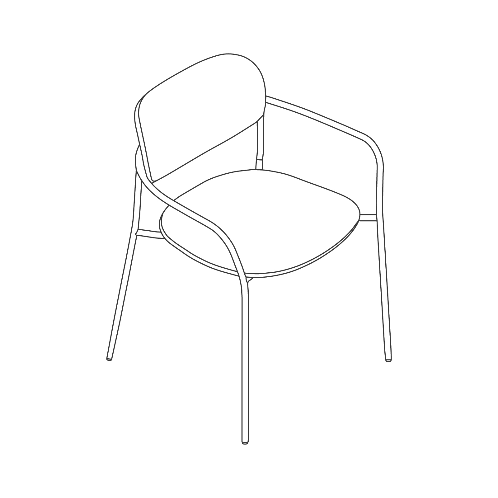 Een lijntekening - Portrait-stoel–met armleuningen–met bekleding