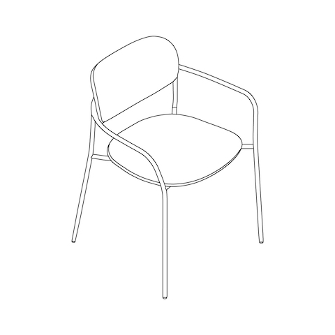 A line drawing - Portrait Chair–With Arms–Upholstered