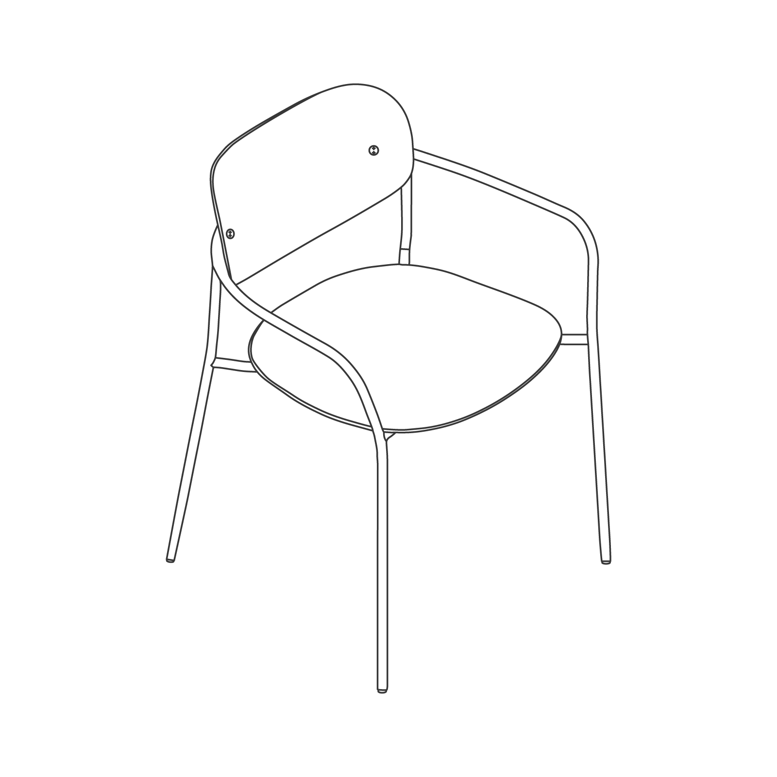 Een lijntekening - Portrait-stoel–met armleuningen–hout