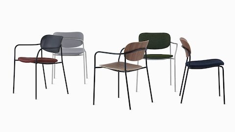 Group image of Portrait Chairs with multiple seat and frame finishes.