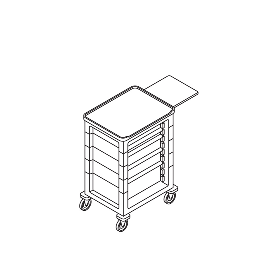 A line drawing of a single-wide supply cart.
