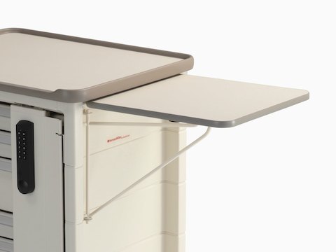 A Procedure/Supply Cart with keyless entry and a surface extension.