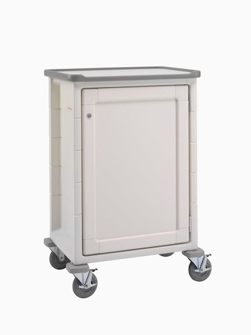 A mobile Procedure/Supply Cart with a keyed lockable door. 